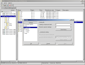 Severals properties as compression ratio or default catalog can be configured in the settings panel.