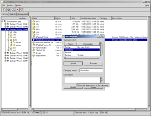 Categories is used to classe your disks or files by section.